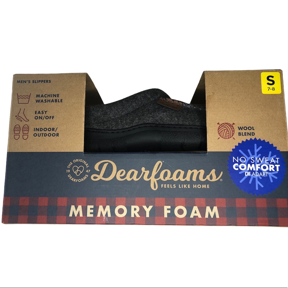 Dearfoam men’s slippers gray size small hard sole